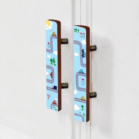 Handcrafted Acacia Wood Racing Track Handles Set
